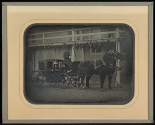 (Carrozza e coppia di cavalli alla casa di campagna di Beaulieu di Jean-Gabriel Eynard)